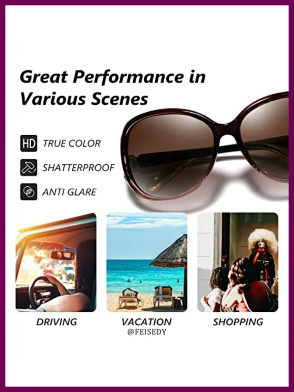 Oversized Polarized Sunglasses Large Cat Eye Rhinestone UV400